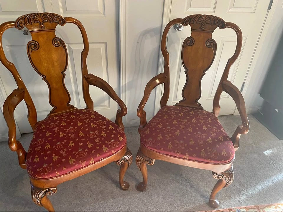 Gorgeous Ornate Carved Wood Armchairs – Matching Pair - $600