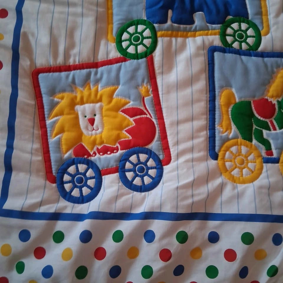 Vintage Baby Blanket Handmade White with Primary Colors - photo 2