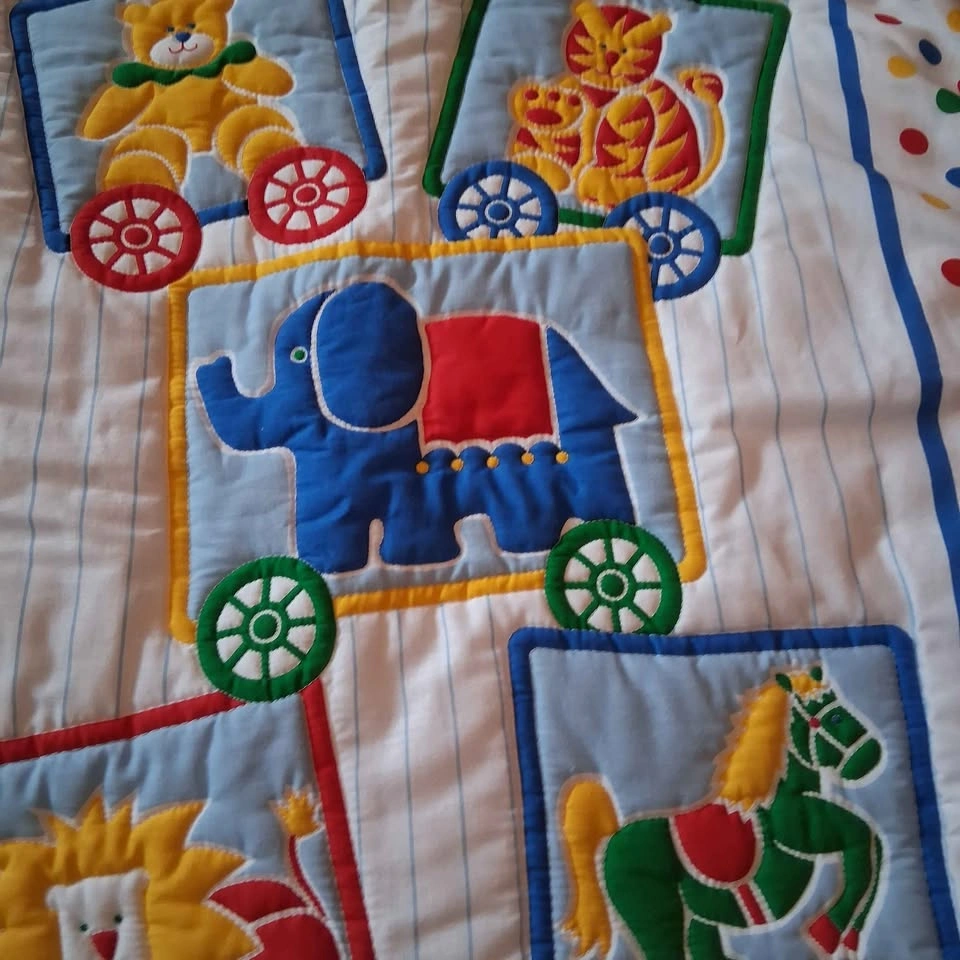 Vintage Baby Blanket Handmade White with Primary Colors - photo 3