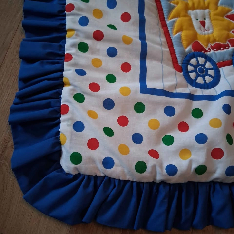 Vintage Baby Blanket Handmade White with Primary Colors - photo 5