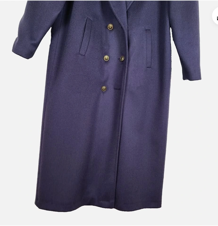 Vintage 80s Tapered Maxi Virgin Wool Winter Coat Medium Blue - photo 2