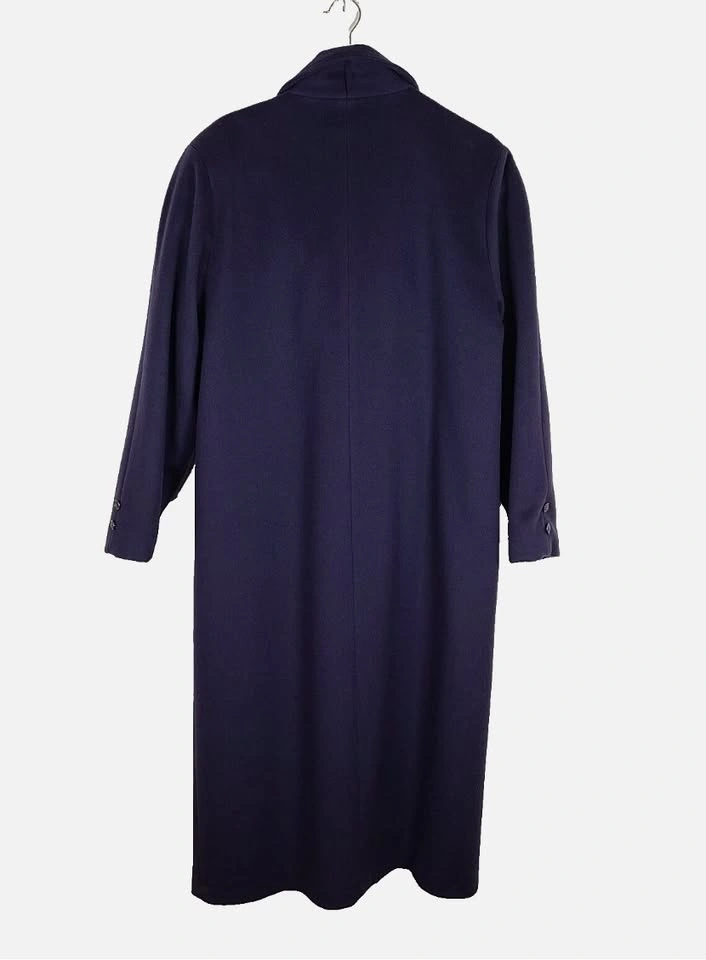 Vintage 80s Tapered Maxi Virgin Wool Winter Coat Medium Blue - photo 3
