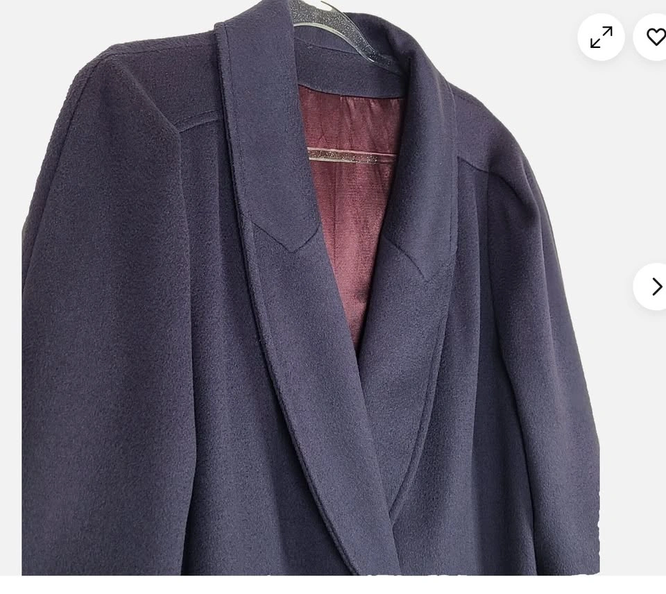 Vintage 80s Tapered Maxi Virgin Wool Winter Coat Medium Blue - photo 4