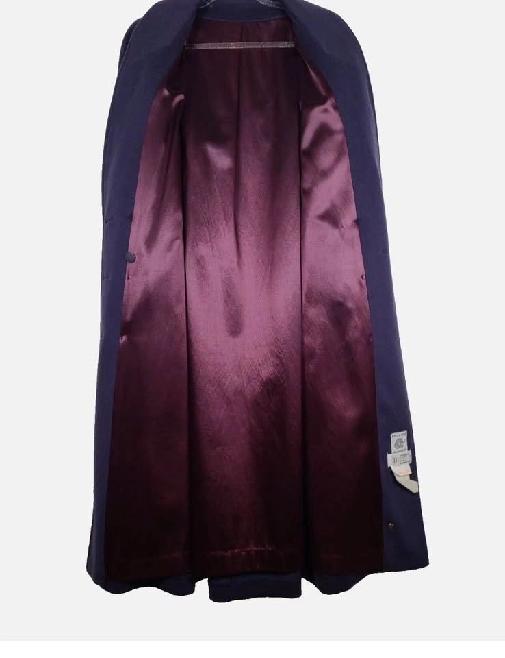 Vintage 80s Tapered Maxi Virgin Wool Winter Coat Medium Blue - photo 5