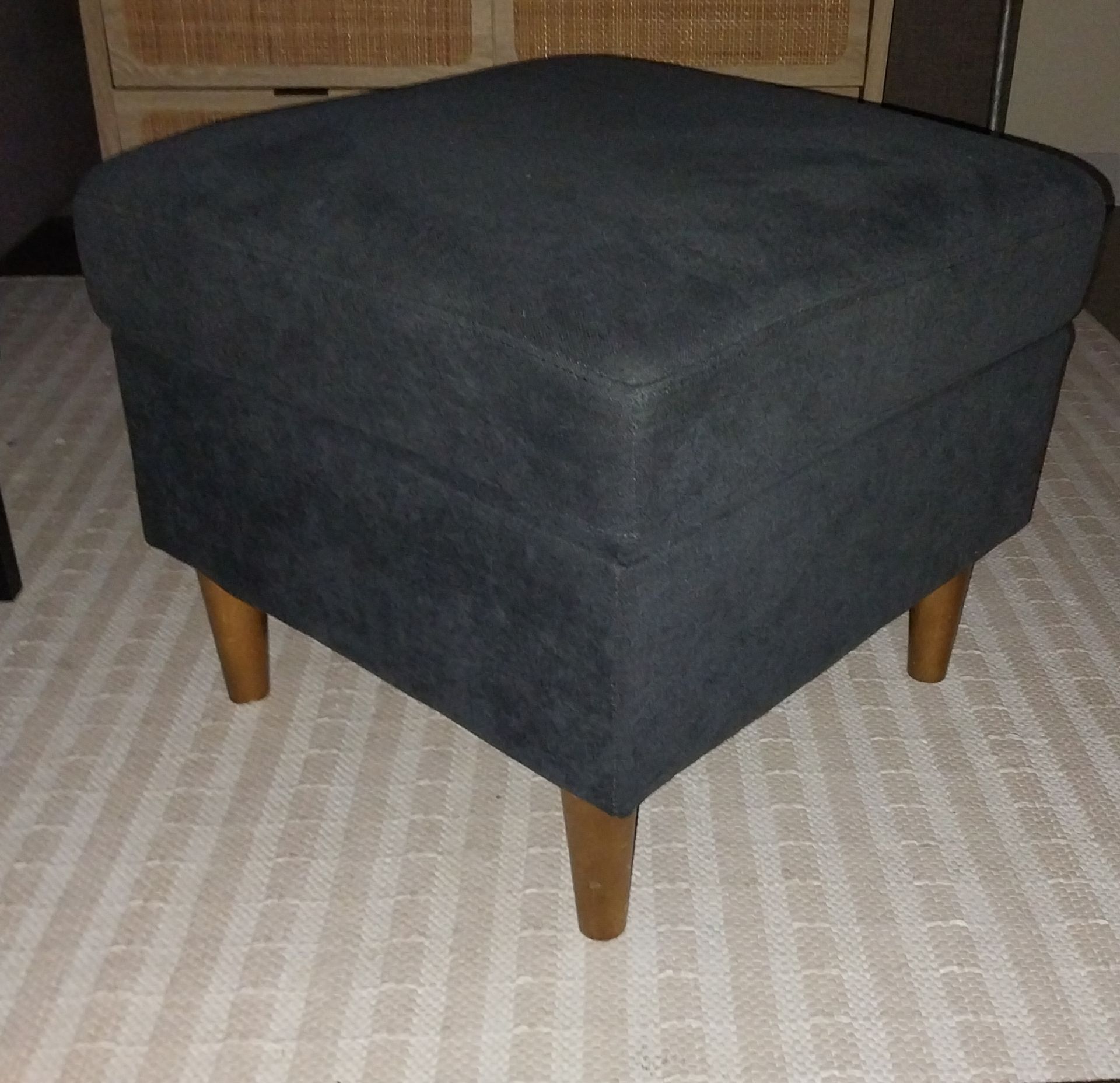 Charcoal Gray Upholstered Ottoman – Great Condition