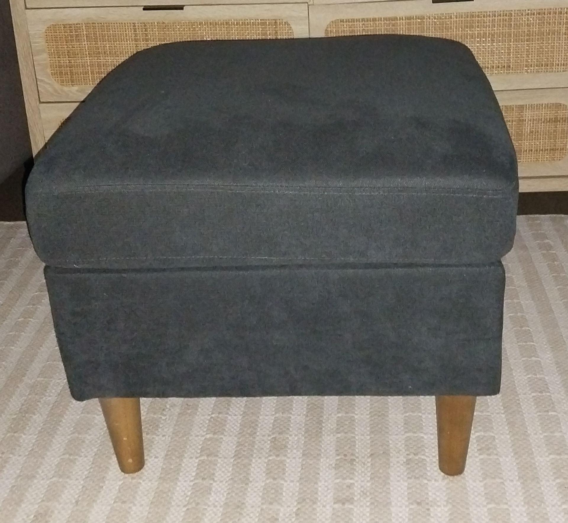 Charcoal Gray Upholstered Ottoman – Great Condition - photo 2