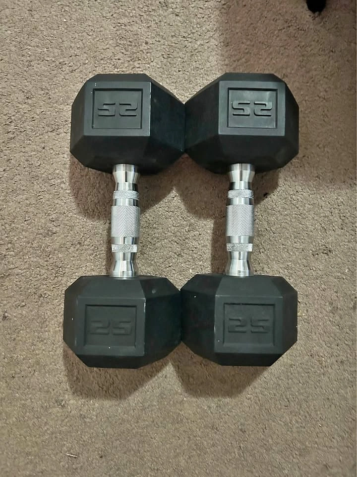 25 lb Rubber Hex Dumbbell Pair (50 lbs Total)