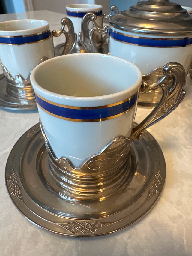 VTG Weidmann Porzellan espresso cups, set of 6, and sugar bowl - photo 2
