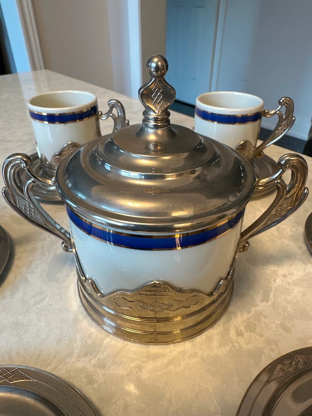 VTG Weidmann Porzellan espresso cups, set of 6, and sugar bowl - photo 3