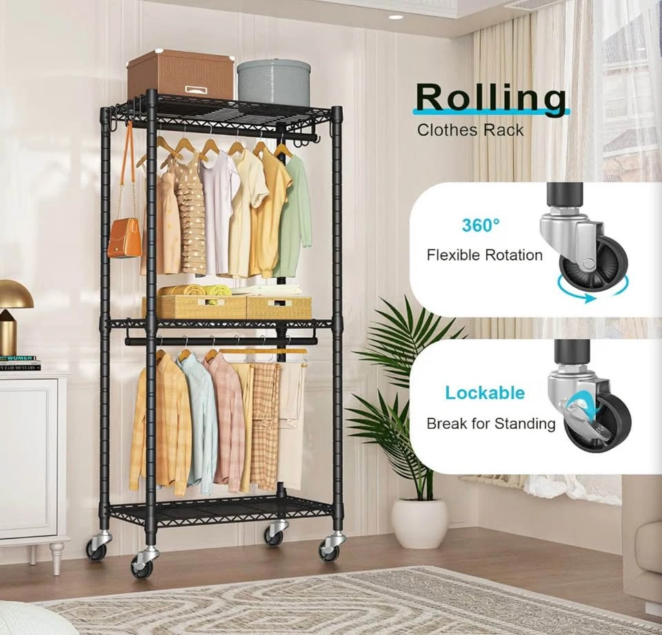 New in Box Rolling Clothes Rack 23.6'' W x 14'' D x 78.5'' H - photo 3