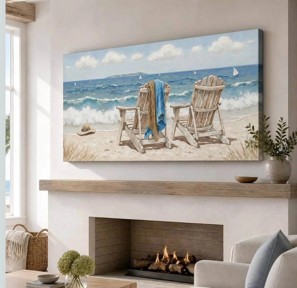 Brand New, Factory Sealed Beach Chair and Ocean Canvas Wall Art - photo 2