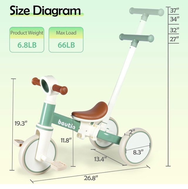 BNIB Bautia toddler tricycle in mint - photo 2