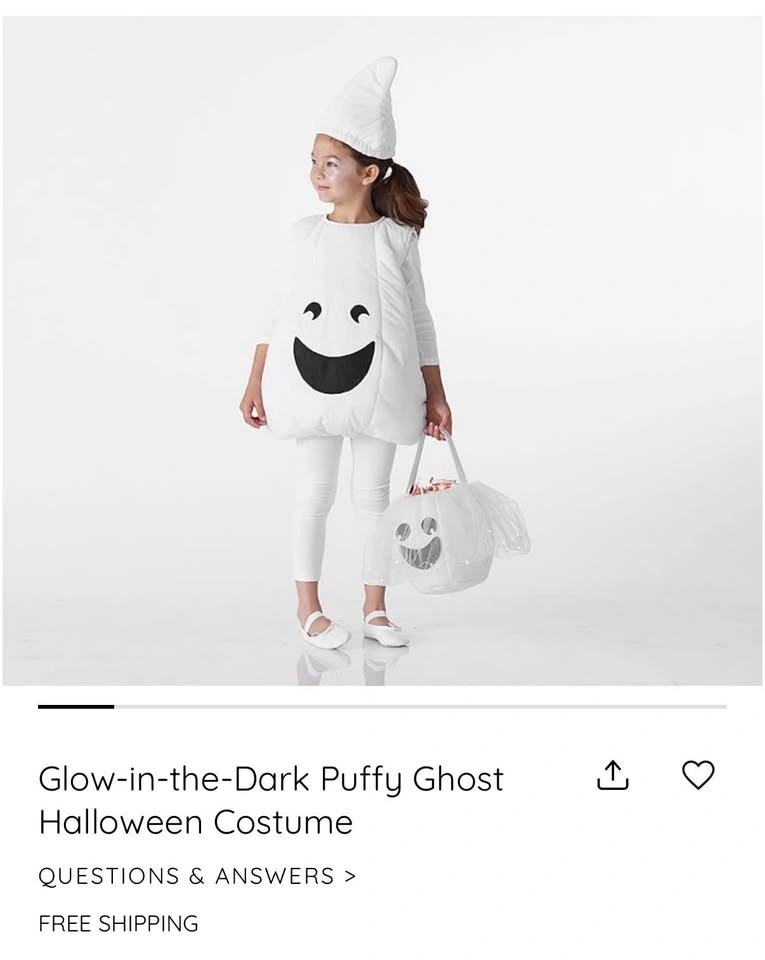 Pottery Barn Glow-in-the-dark Puffy Ghost Costume