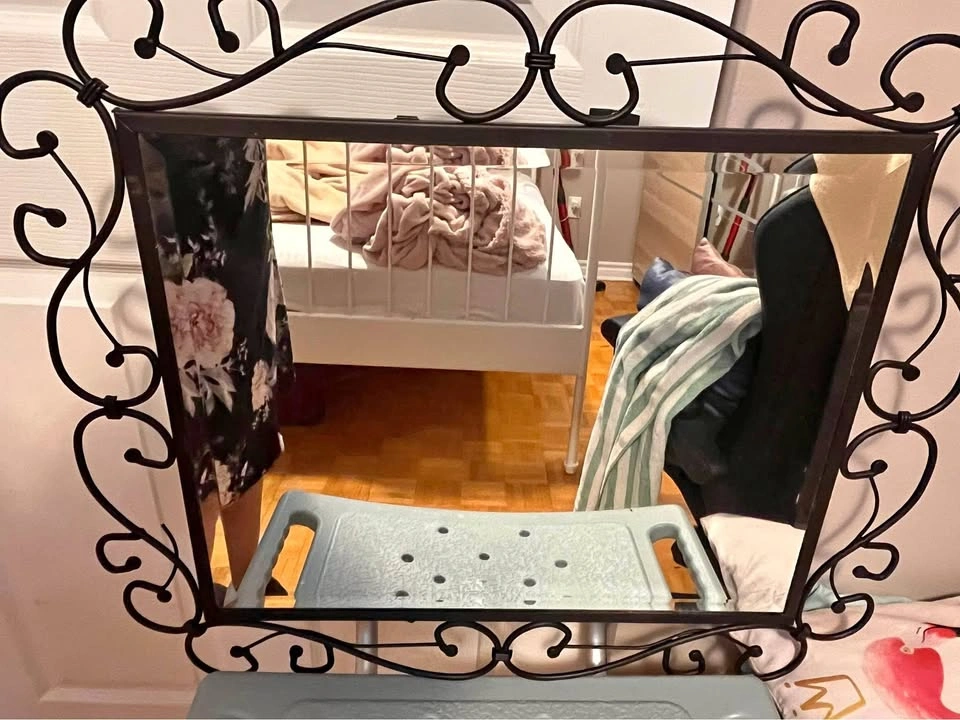 Black Metal Scrollwork Wall Mirror
