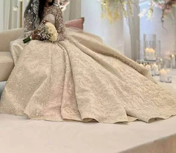 Long Sleeve Lace Wedding Dress with Matching Veil