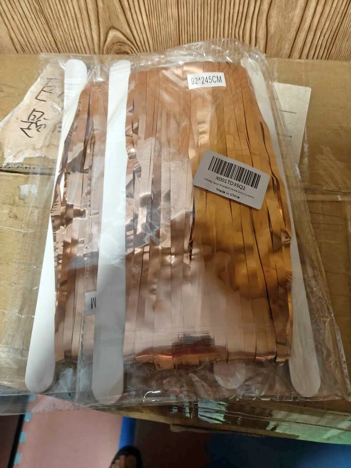 Wholesale clearance Fecedy 2-Pack Rose Gold Foil Fringe Curtains