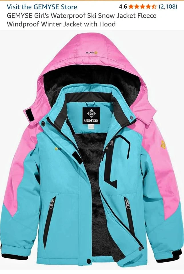 GEMYSE Girl's Waterproof Ski Snow Jacket Size 14-16