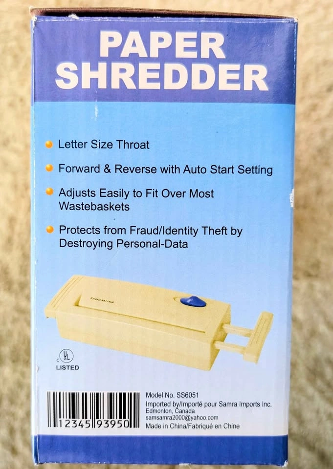 5-Sheet Universal Strip Cut Paper Shredder Model SS6051 - photo 4