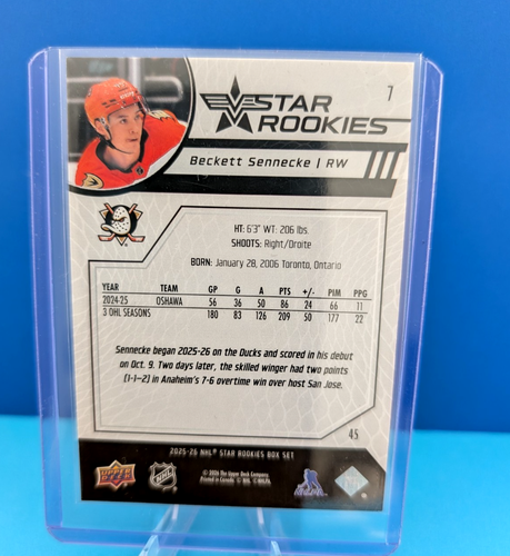 Beckett Sennecke 2025-26 Upper Deck Star Rookies #7 Base RC - photo 2