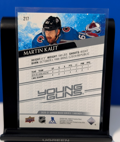 Martin Kaut 2020-21 Upper Deck Young Guns #217 Colorado Avalanch - photo 2