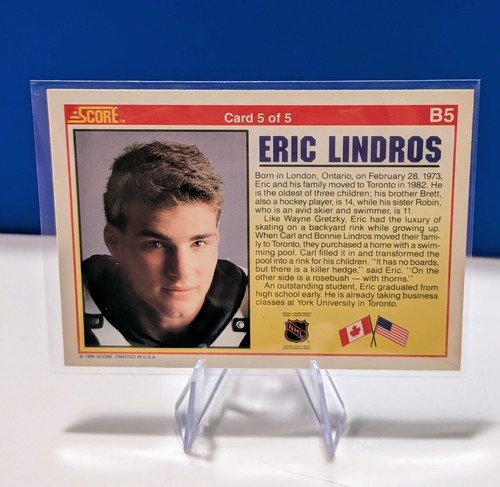 Eric Lindros 1990-91 Score B5 Bonus Card Oshawa Generals - photo 2