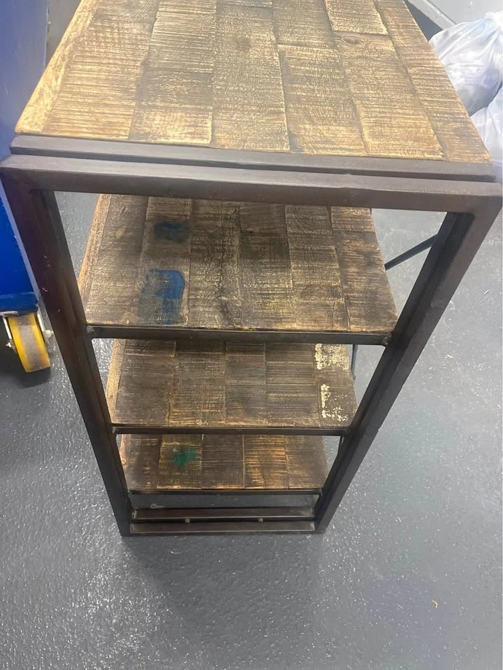 Industrial Wood and Metal 4-Tier Shelving Unit