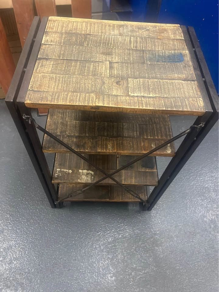 Industrial Wood and Metal 4-Tier Shelving Unit - photo 3