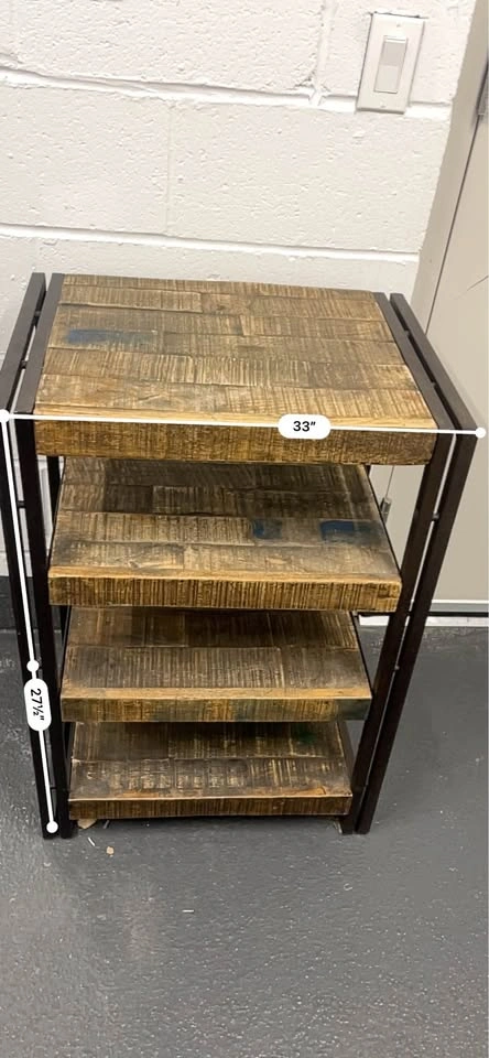 Industrial Wood and Metal 4-Tier Shelving Unit - photo 4