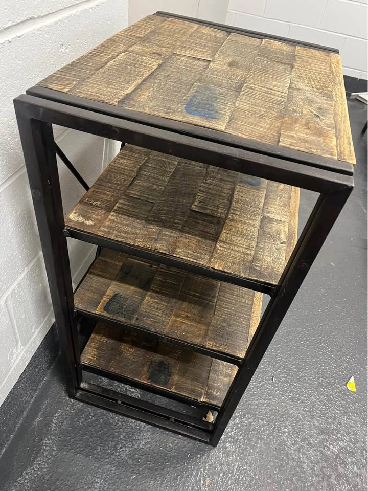 Industrial Wood and Metal 4-Tier Shelving Unit - photo 5
