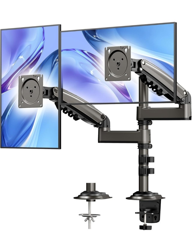 HUANUO Dual Monitor Stand - Height-Adjustable Dual Arm