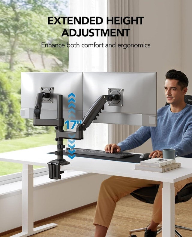 HUANUO Dual Monitor Stand - Height-Adjustable Dual Arm - photo 5