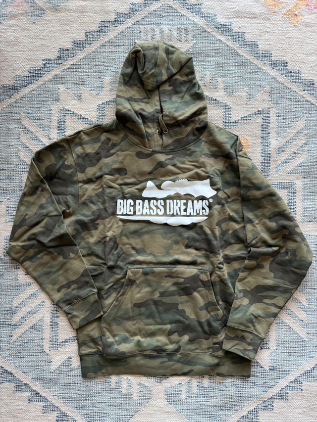 Big Bass Dreams Camo Hoodie – Men’s L – Brand New