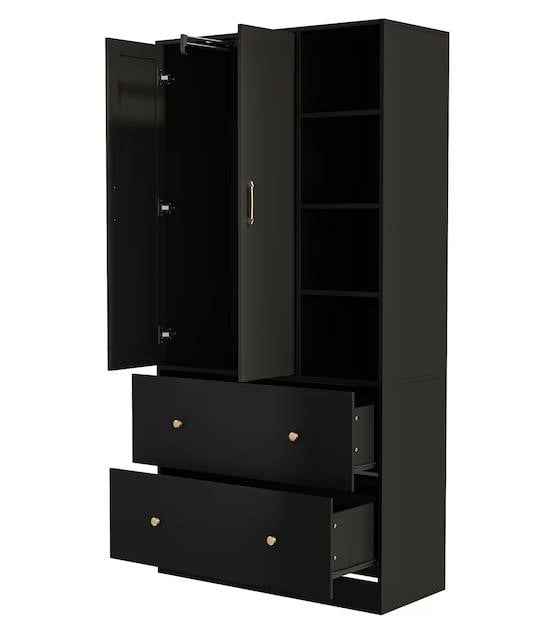 Modern Wardrobe Armoire w/ Mirror & Hanging Rod - photo 2