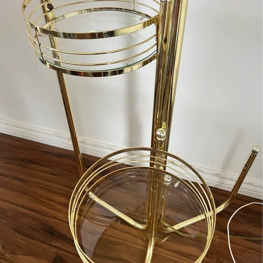 For Sale: Modern Gold Mid-Century Lamp with Glass Shelves - photo 4