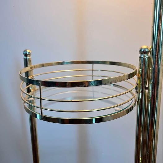 For Sale: Modern Gold Mid-Century Lamp with Glass Shelves - photo 5