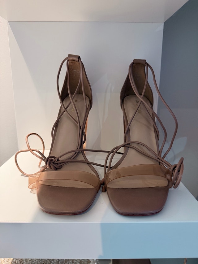 Aldo Brown Leather Lace up Heels