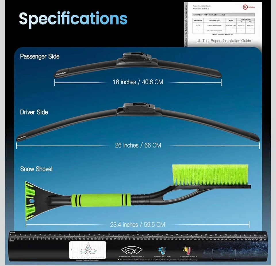 Wiper Blades 26"+16" with Snow Brush, for RAV4, CR-V, Accord - photo 2