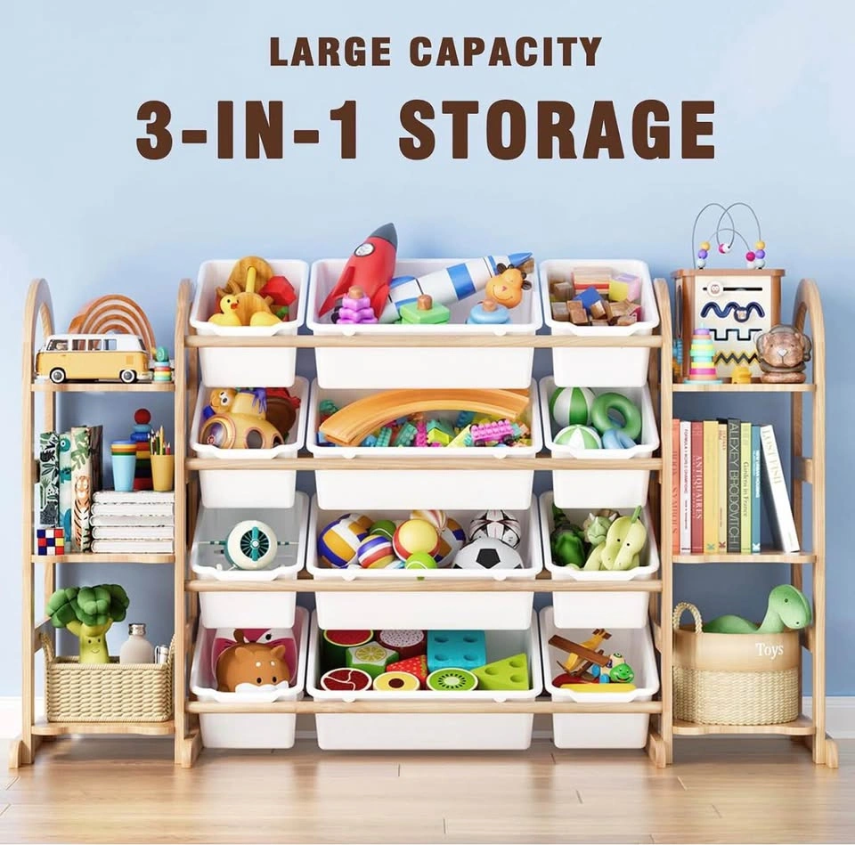 Toy Storage Organizer with Bookshelf, 6 Shelves and 12 Bins - photo 3