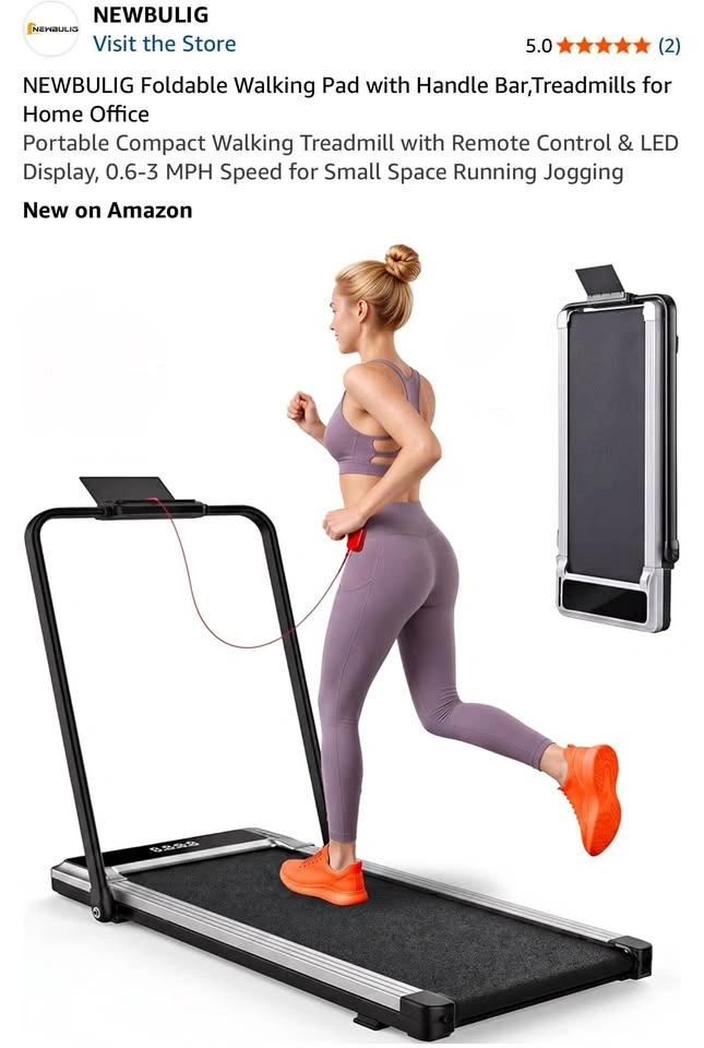 Foldable Walking Pad with Handle Bar, Treadmills for Home