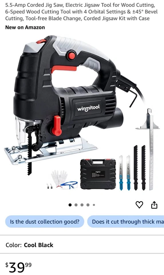 5.5-Amp Corded Jig Saw, Electric Jigsaw Tool for Wood Cutting