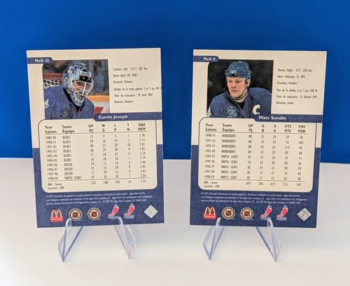 Mats Sundin & Curtis Joseph 1999-00 Upper Deck Retro McDonald's - photo 2