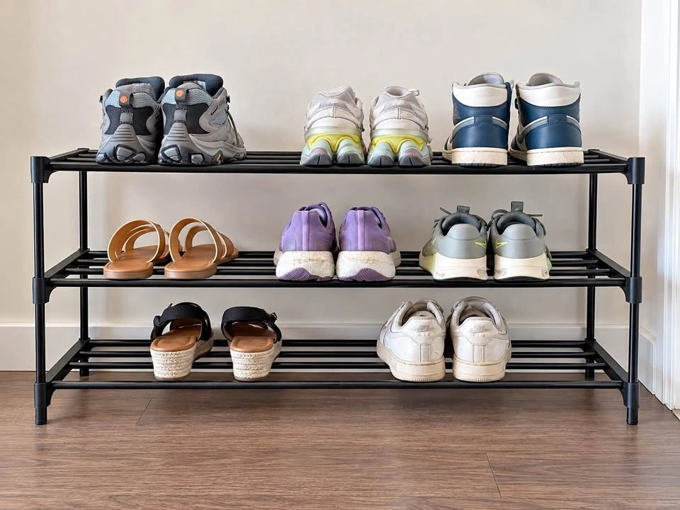 3-Tier Shoe Rack – Black, 92 cm Wide
