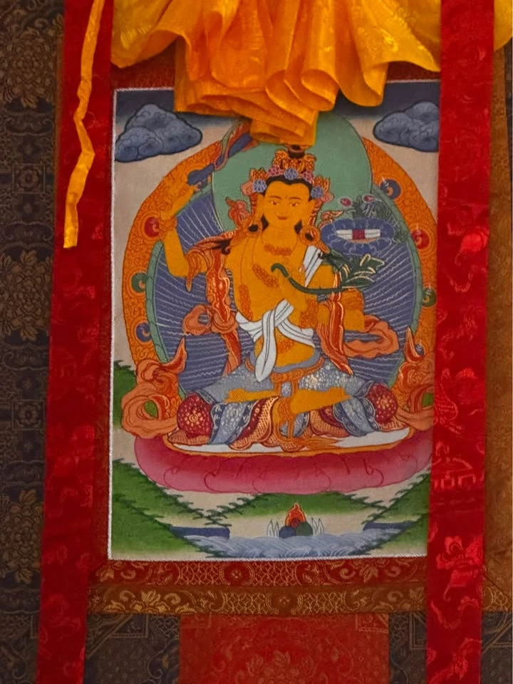 Tibetan Thangka handprinted Manjushri Bodhisattva - photo 2