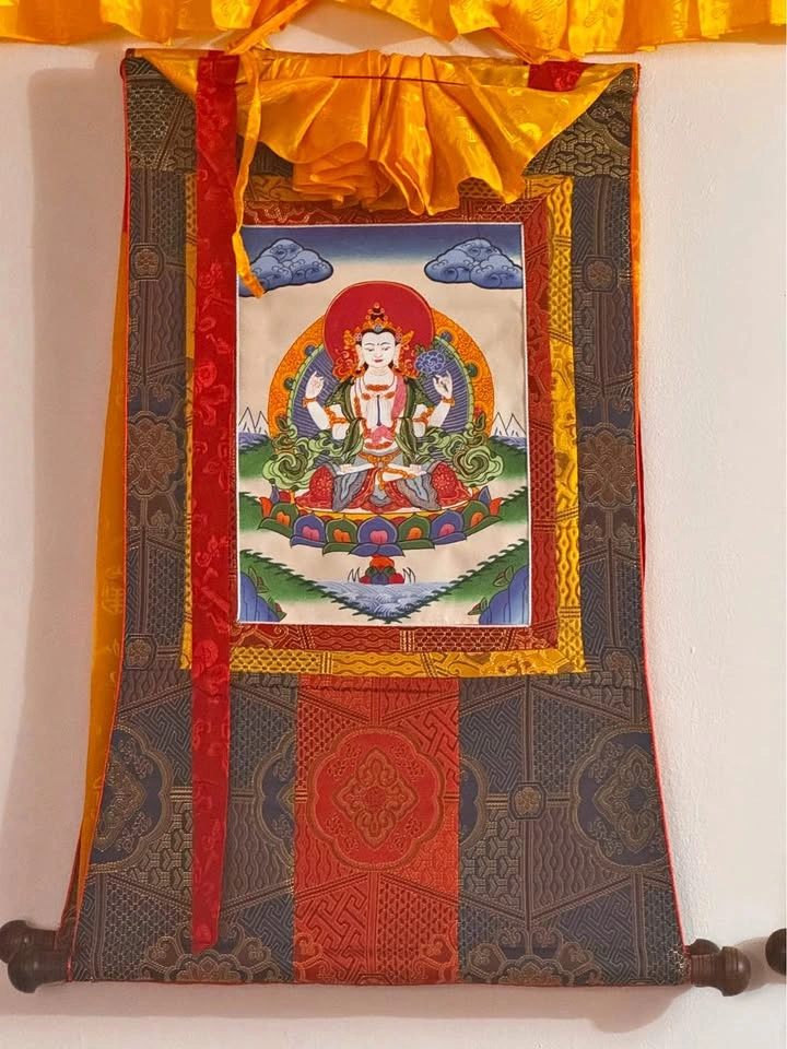 Hand-Painted Avalokiteshvara Chenrezig Tibetan Thangka