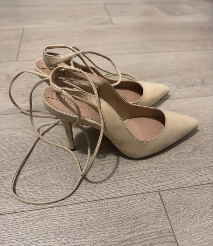 ALDO nude pointed toe stiletto lace-up heels - photo 2