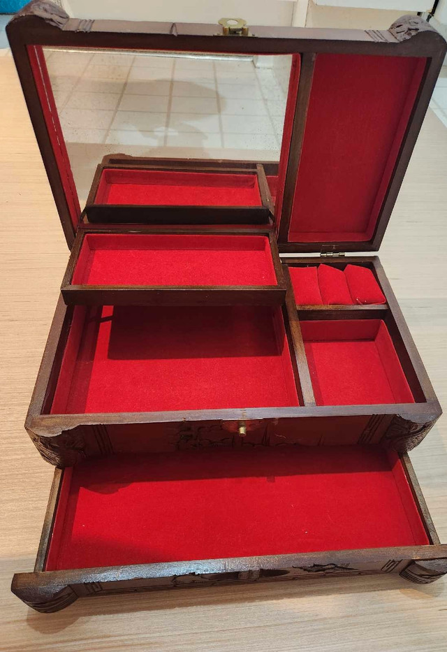 Wooden Asian 3-tier Jewelry Box