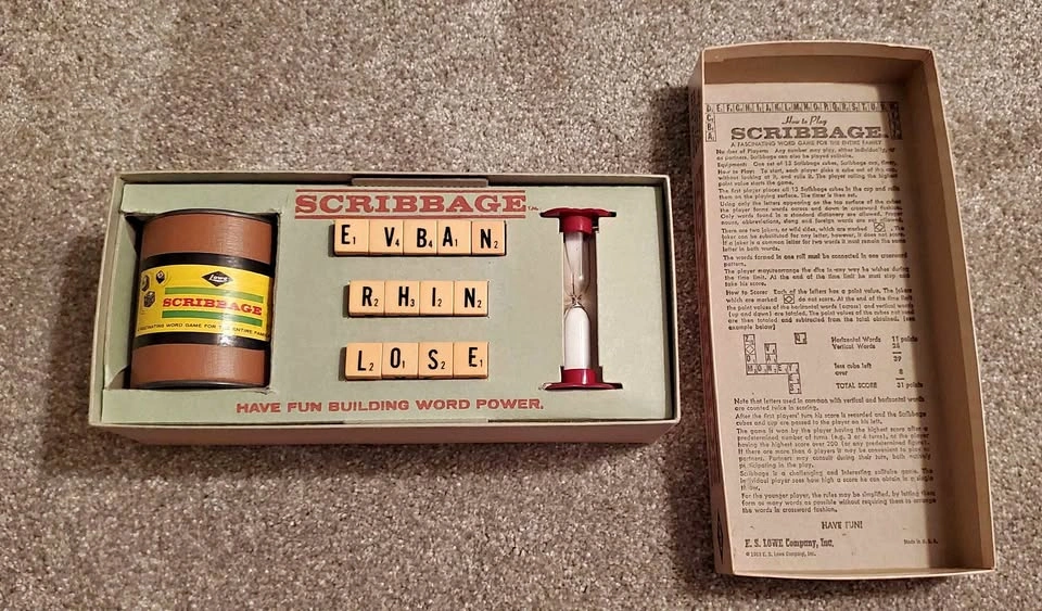 Vintage 1963 E.S. Lowe Scribbage Word Game