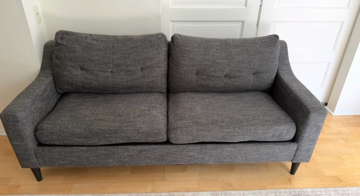 Gray Tufted 3-Seat Sofa 75 Inches