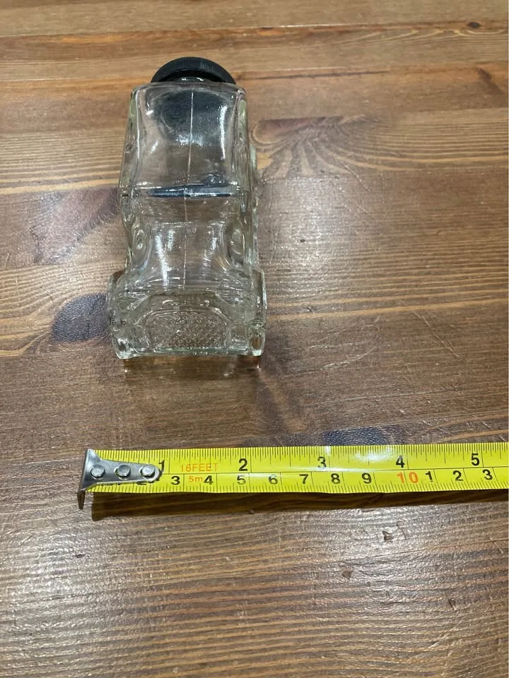 Vintage Glass Car Bottle with Black Cap image indicator(3)