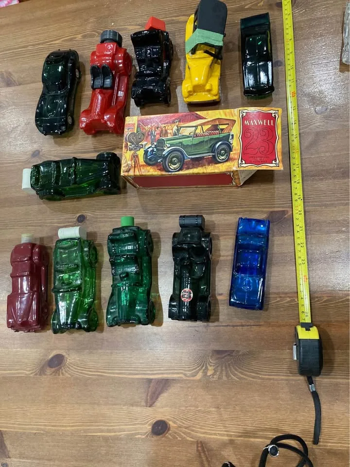 Lot of 11 Vintage Glass Car Bottles image indicator(3)